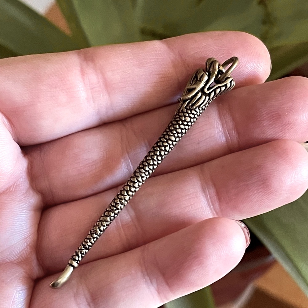 Vintage brass dragon snuff spoon - Picture 2 of 7